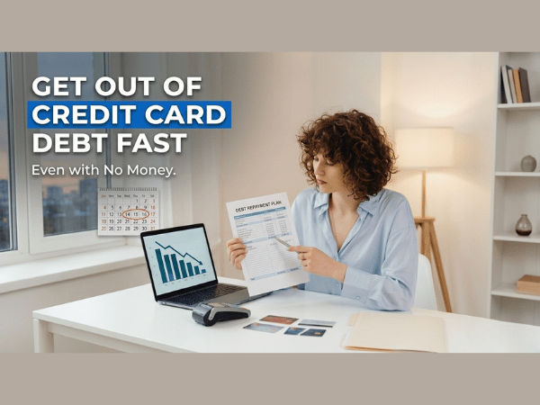How to get out of credit card debt fast when you have no money in 2026: 7 steps including hardship programs, stop using cards, credit counseling, DIY settlement, side hustles, debt settlement as last resort, and mental health protection with 13.1 percent delinquency data