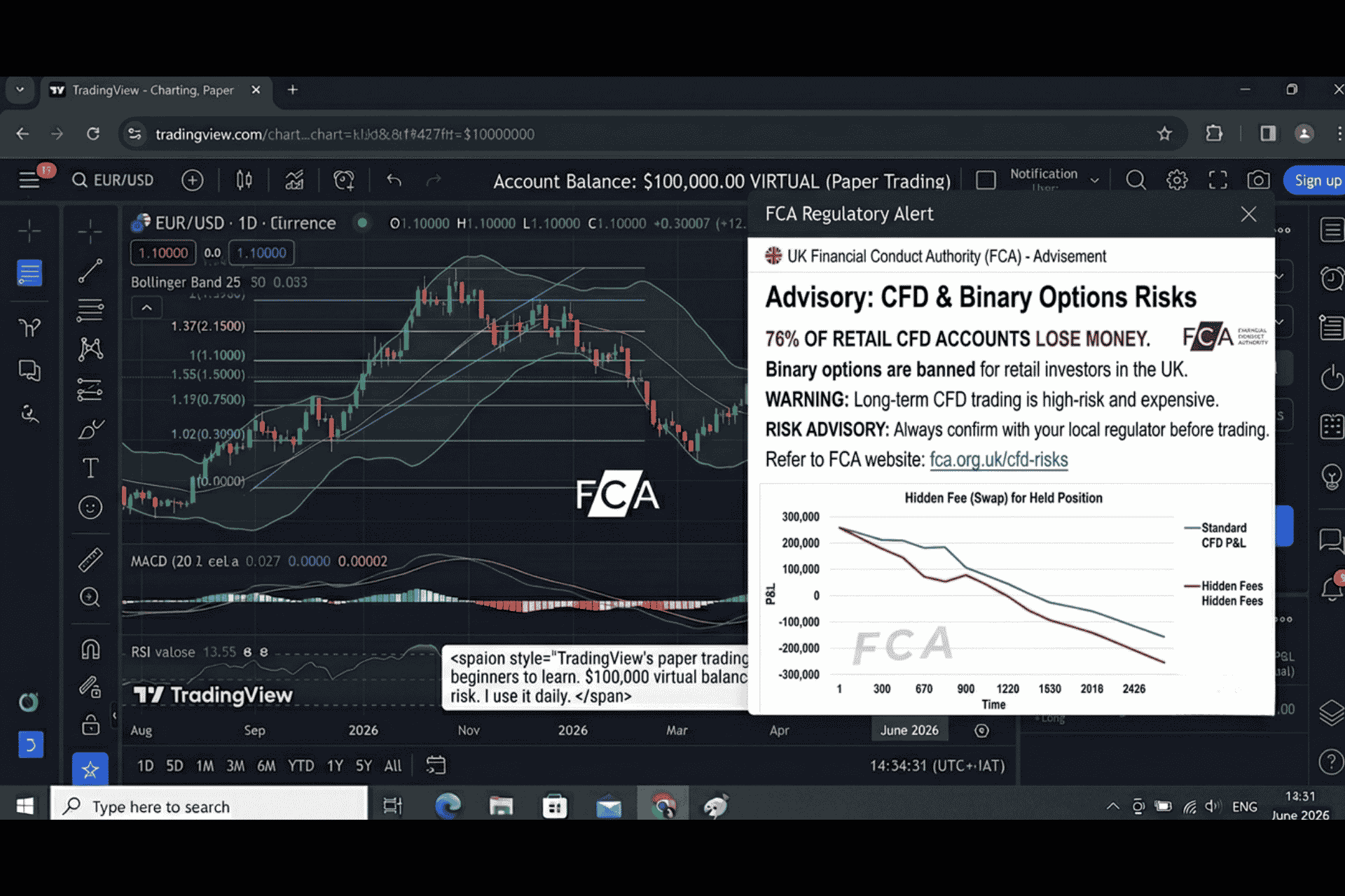 FCA UK warning stating 76% of retail CFD accounts lose money for best trading platform for beginners 2026