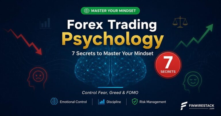 Forex trading psychology featured image showing 7 secrets to master your mindset with brain icon and emotional control strategies