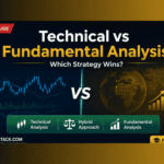 Technical vs fundamental analysis comparison featured image showing trading charts and economic data for forex beginners