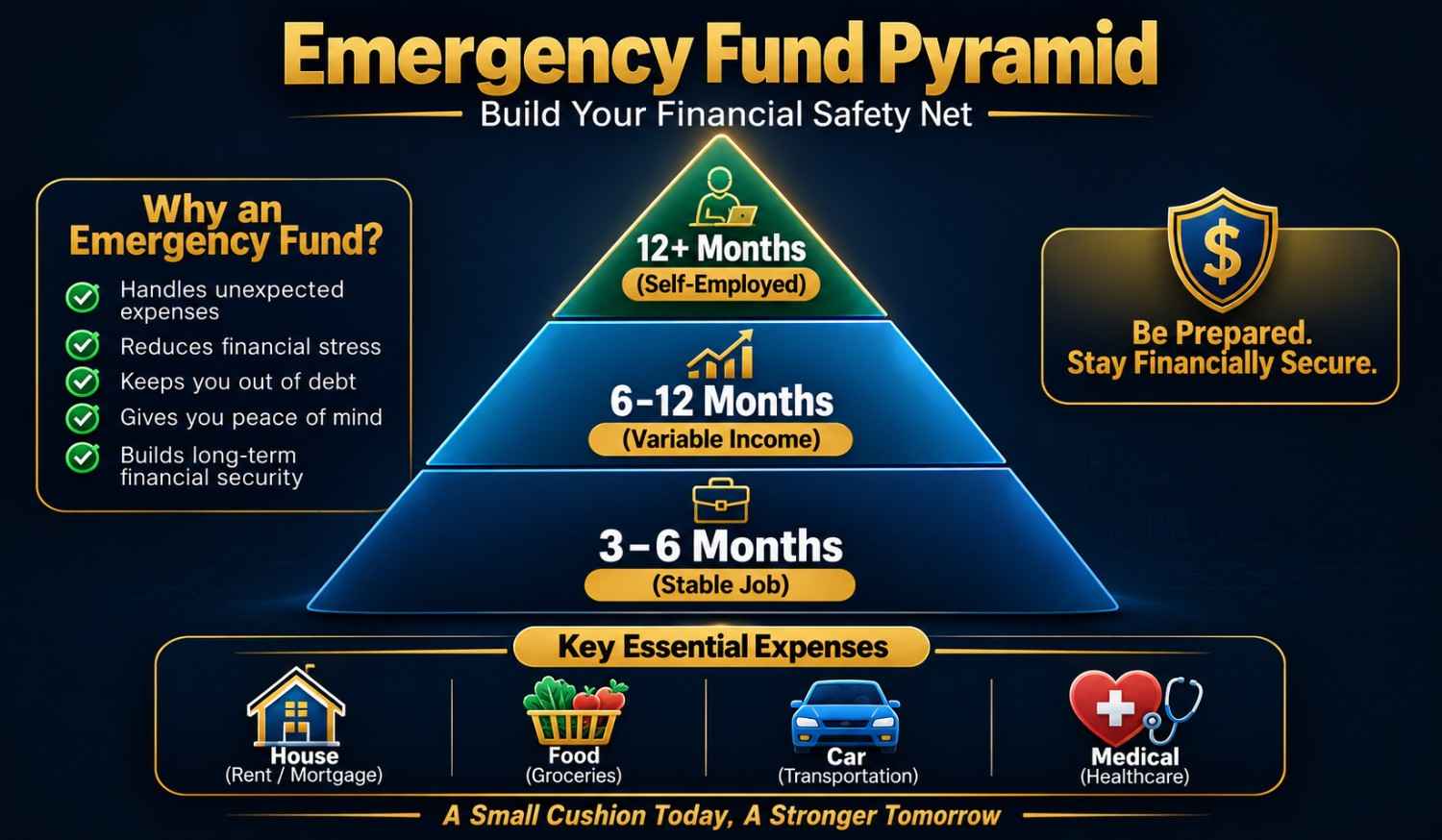 Personal finance management in 2026 emergency fund and savings guide showing recommended amounts by income stability and account types for beginners