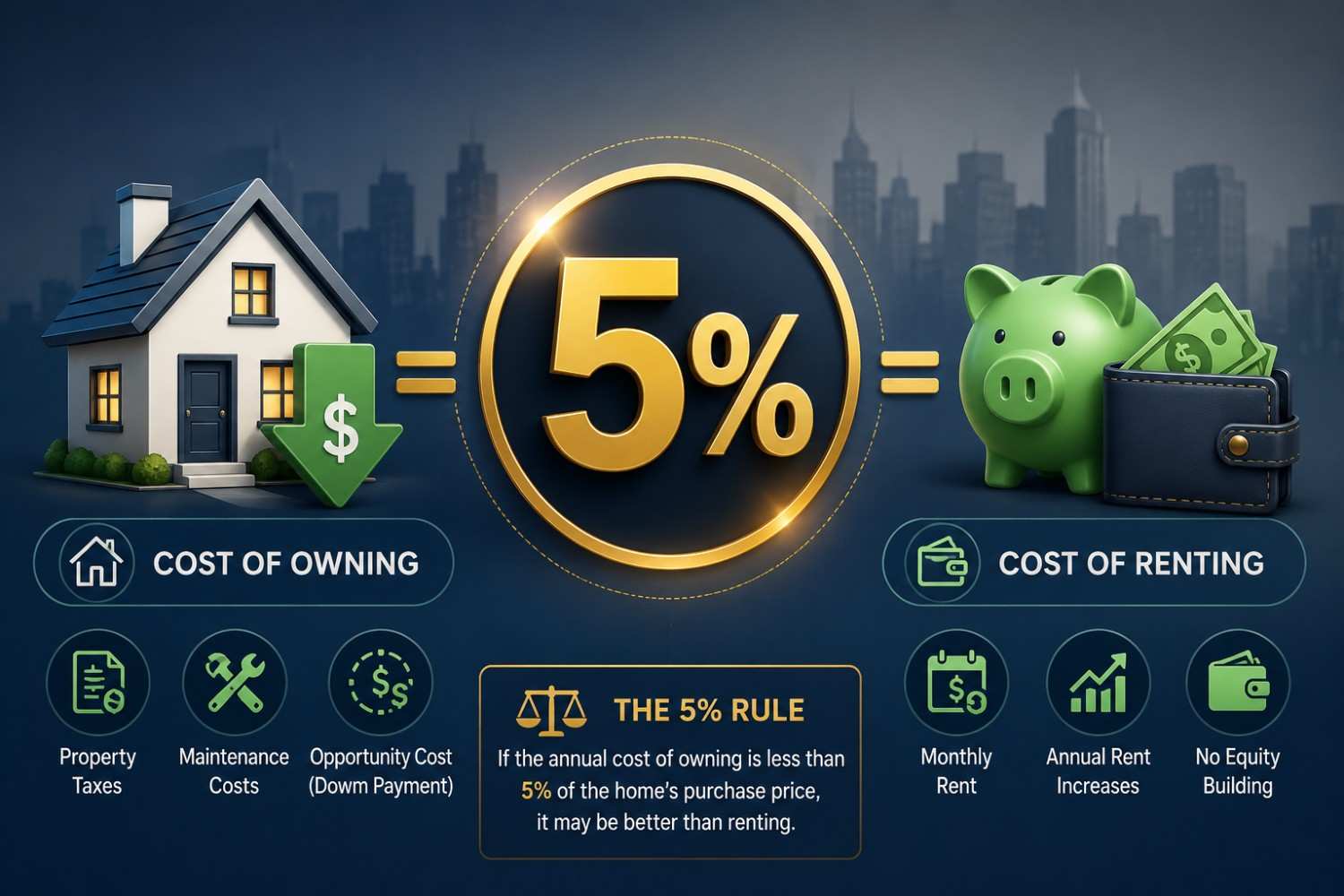 5% Rule for rent vs buy California calculation