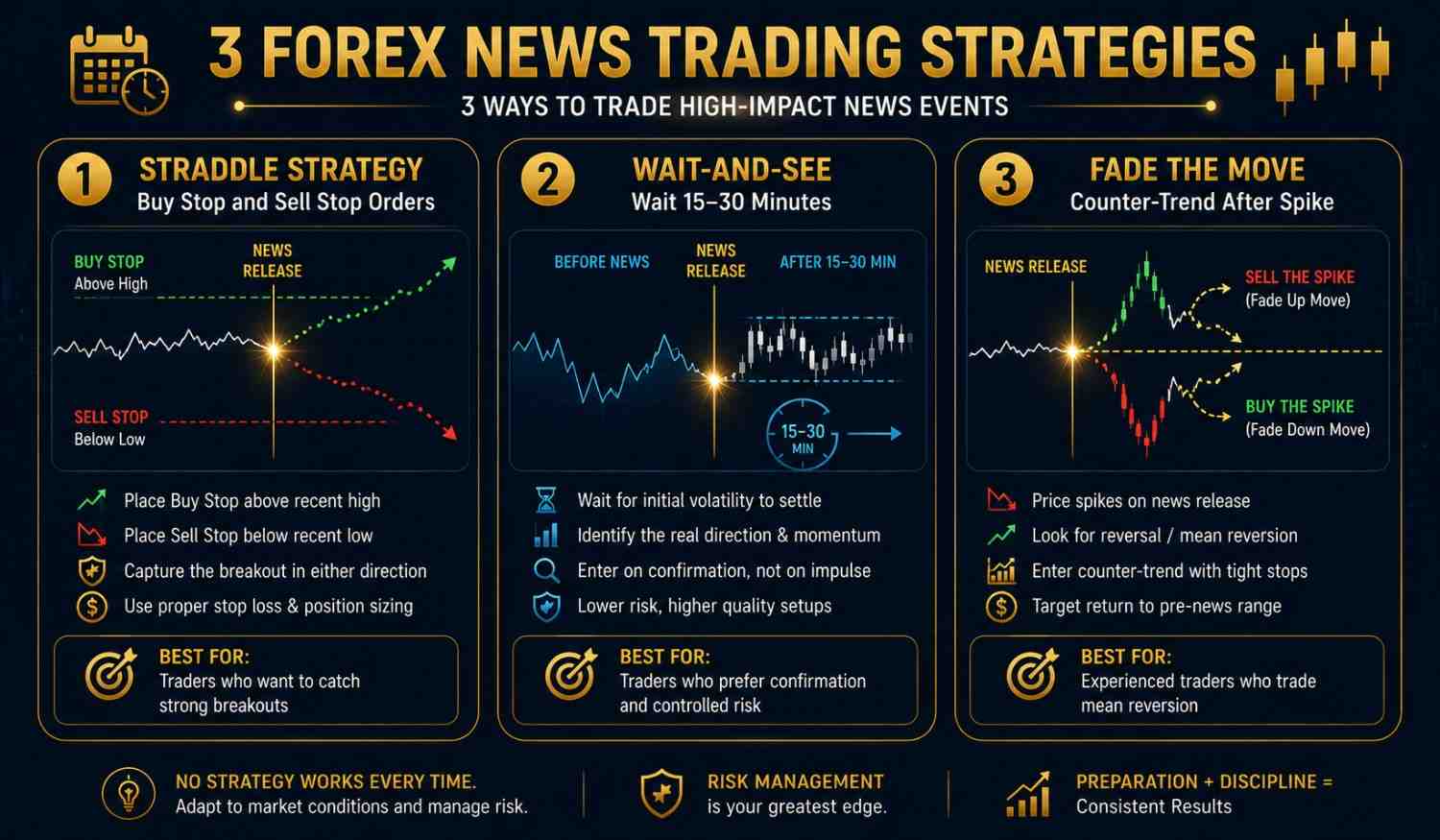 How to trade forex news strategies including straddle wait and see and fade the move with real examples for beginners