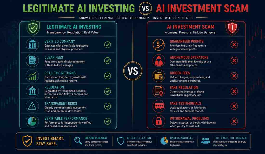 legitimate AI investing vs AI investment scam