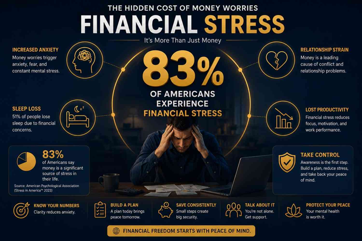 83 percent of Americans experience financial stress psychology of Money Infographic