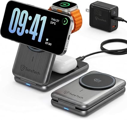 Belkin Qi2.2 25W Wireless Fast Charging Station, 3 in 1 iPhone Charger