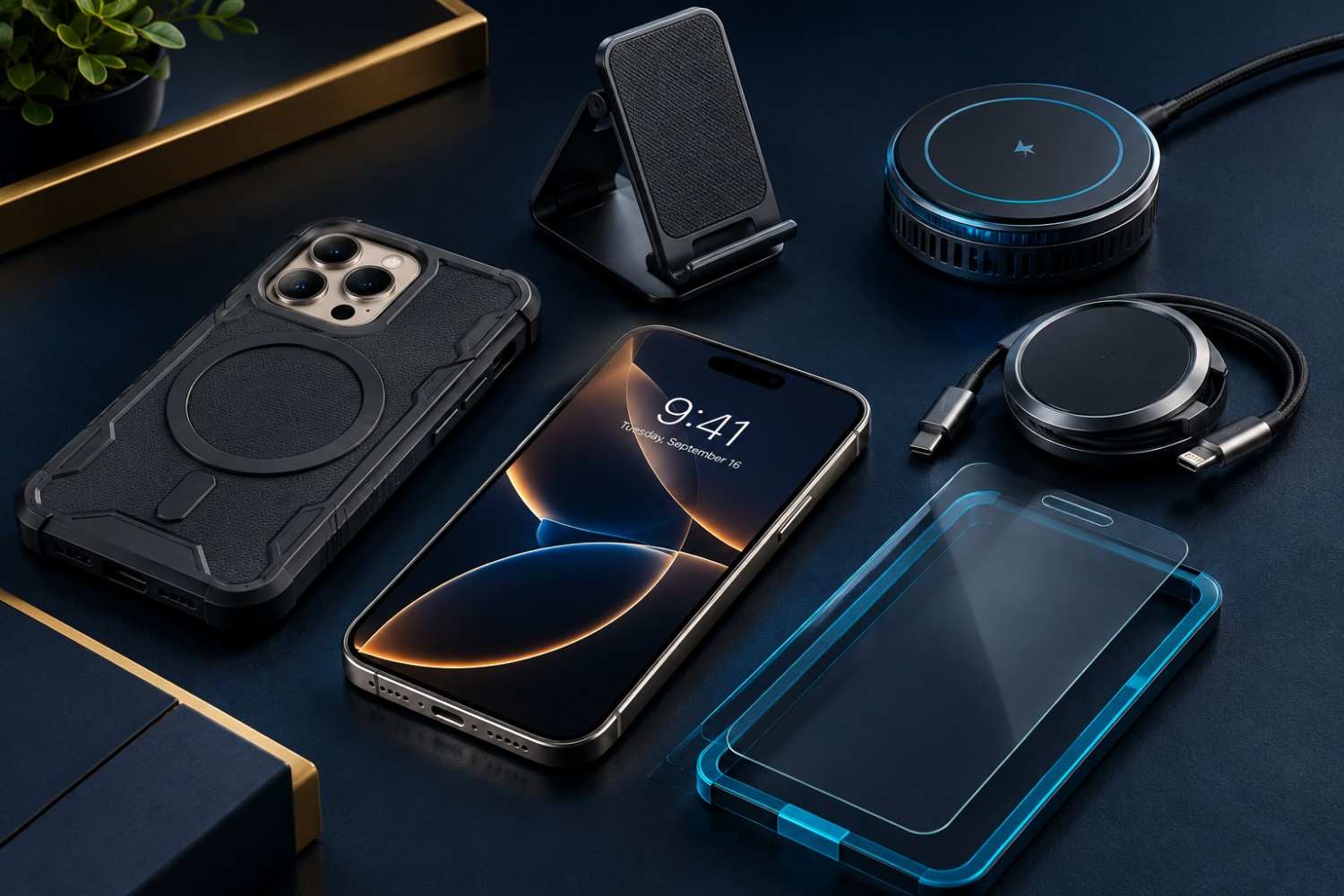 iPhone 18 Pro Max accessories, including case, charger, and screen protector